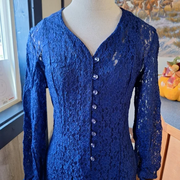 All That Jazz Vintage 1980s Lace Button Up Dress Size 9/10, Style#54244 - Picture 5 of 14